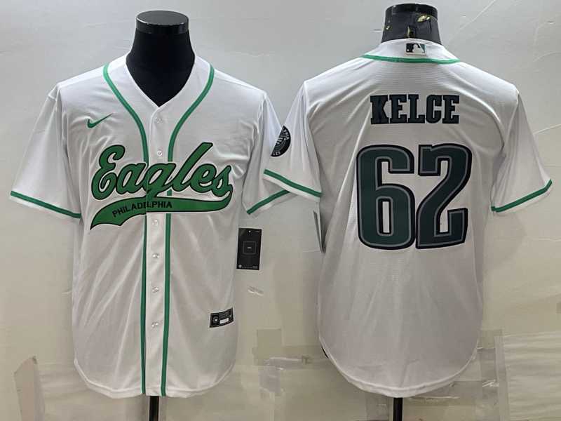 Men%27s Philadelphia Eagles #62 Jason Kelce White With Patch Cool Base Stitched Baseball Jersey->philadelphia eagles->NFL Jersey